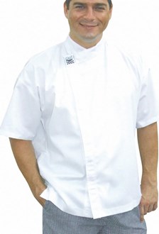 CR - Modern White Short Sleeve Chef Jacket