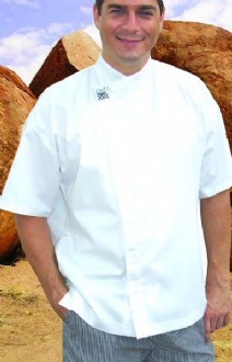 CR - Modern White Short Sleeve Chef Jacket