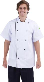 Brigade - Traditional White Short Sleeve Chef Jacket (Black Trim)
