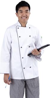Brigade - Traditional White Long Sleeve Chef Jacket (Black Trim)