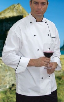 CR - Classic White Long Sleeve Chef Jacket (Black Trim)