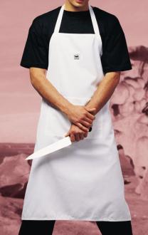 Full Length White Chef Bib Apron (Pocket)