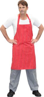 Red & White Stripe DELI Length Chefs Bib Apron